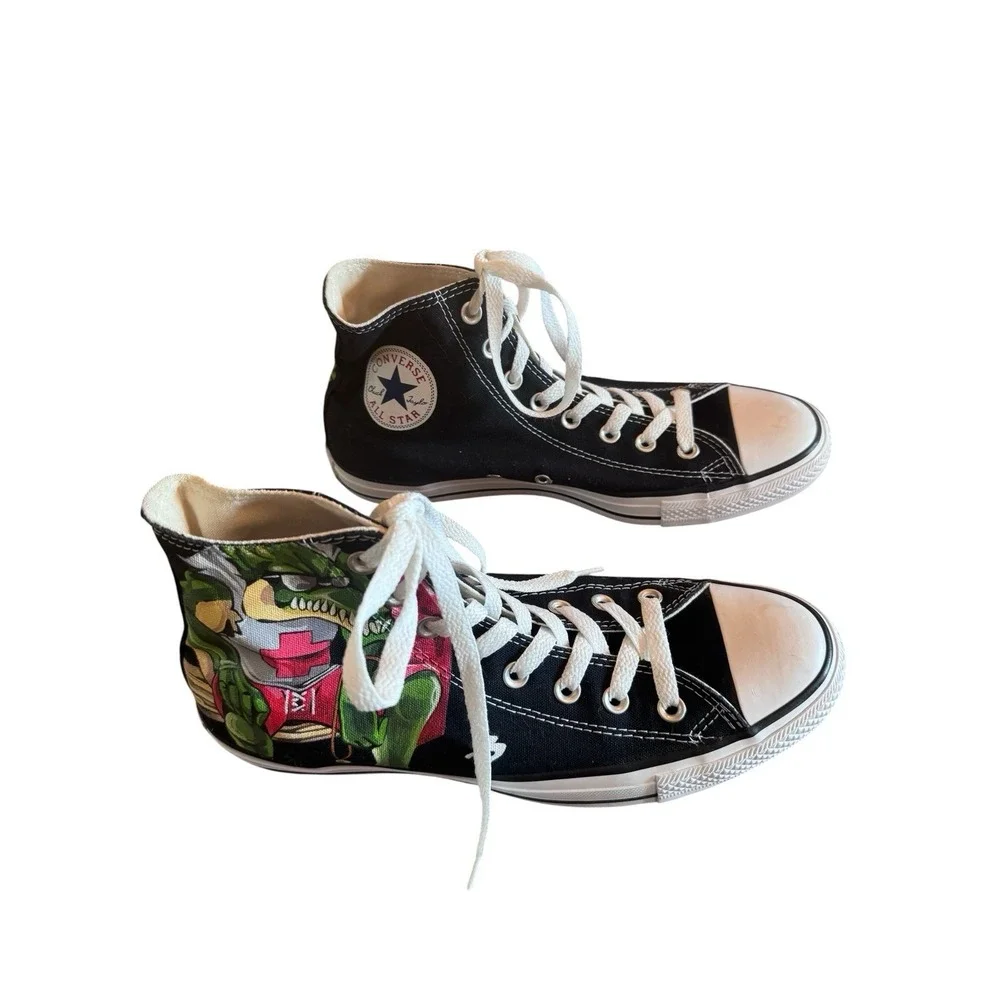 Custom Black White Converse Teenage Mutant Ninja Turtles Sz Men's 9/Women's Sz11 - Picture 3 of 10